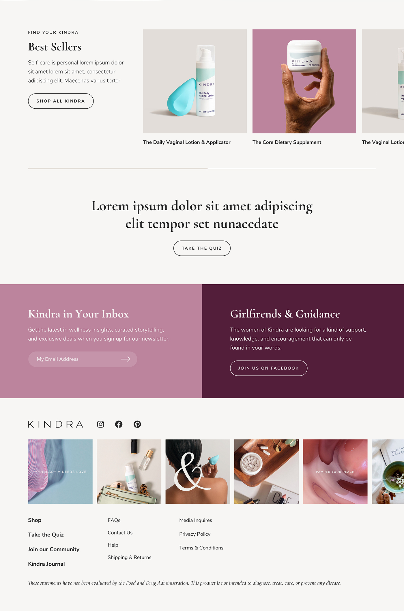 Kindra homepage