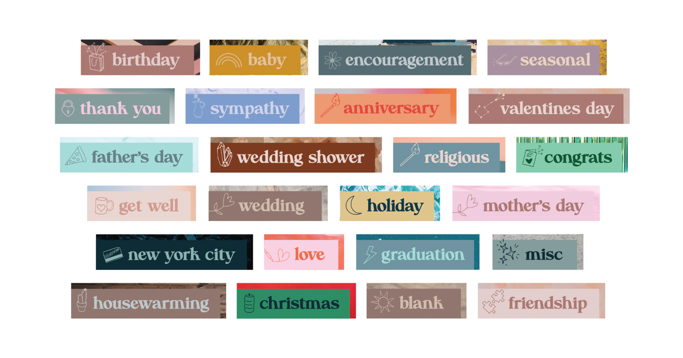 Greeting Card categories