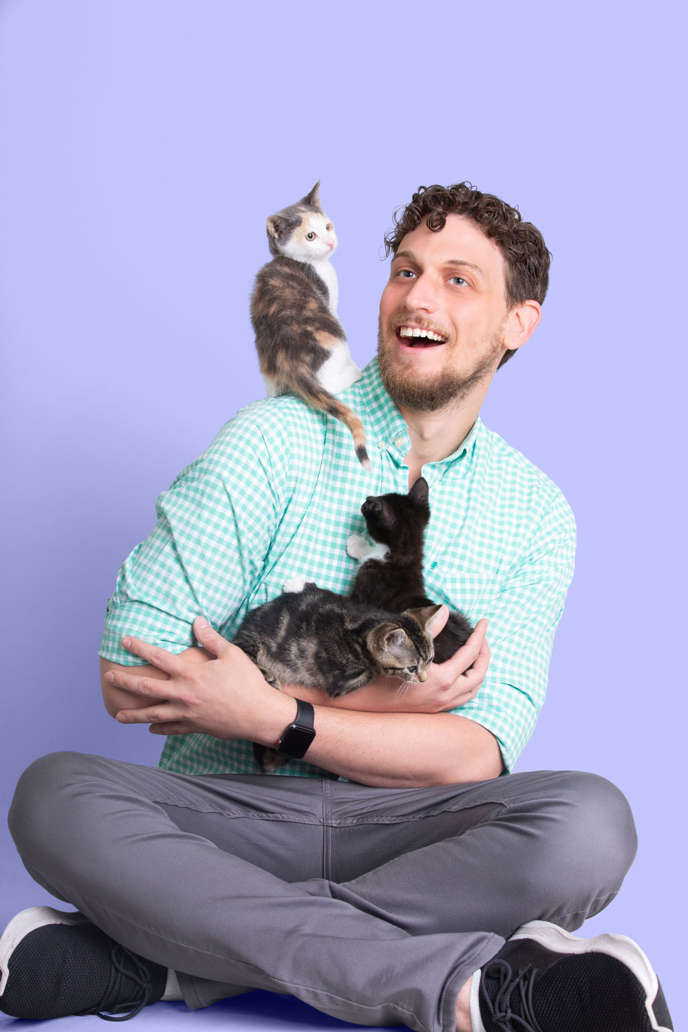 Man with kittens