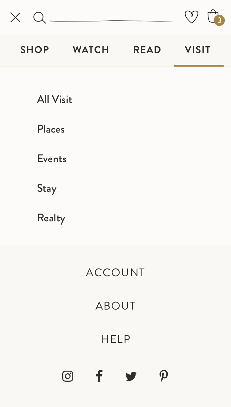 mobile menu UI